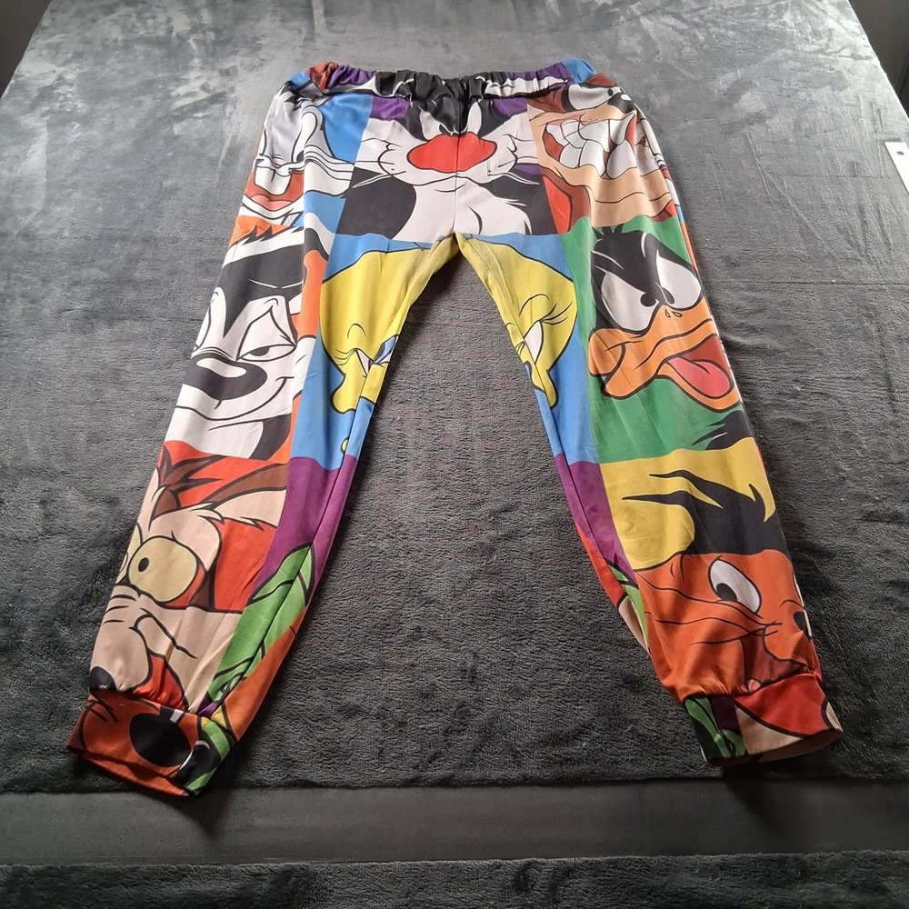 Looney Tunes All Over Print Joggers Mens Medium Multicolor Character Pants